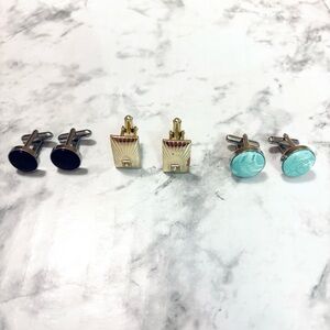 Lot of 3 Sets of Men’s Cufflinks Gold and Silver Tone